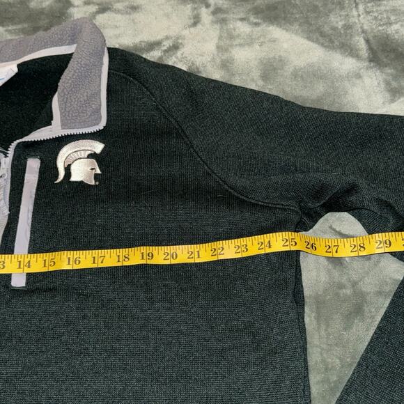 Columbia Michigan State Spartans Football Sweater Men's 2XL Green Quarter Zip - Picture 4 of 8